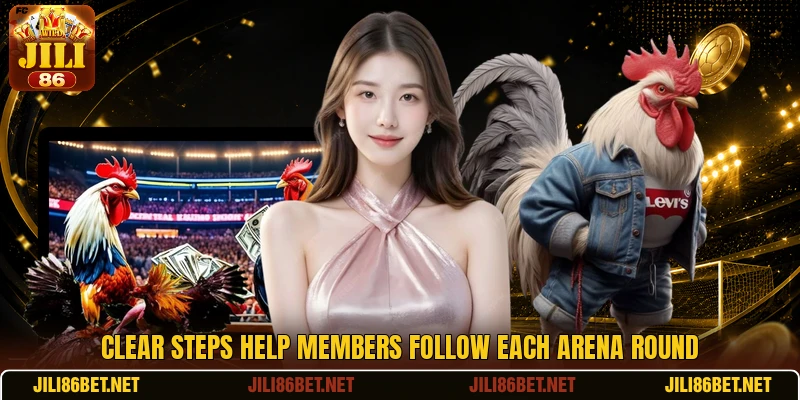 Clear steps help members follow each arena round Clear steps help members follow each arena round