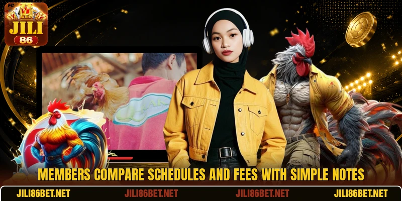 Members compare schedules and fees with simple notes
