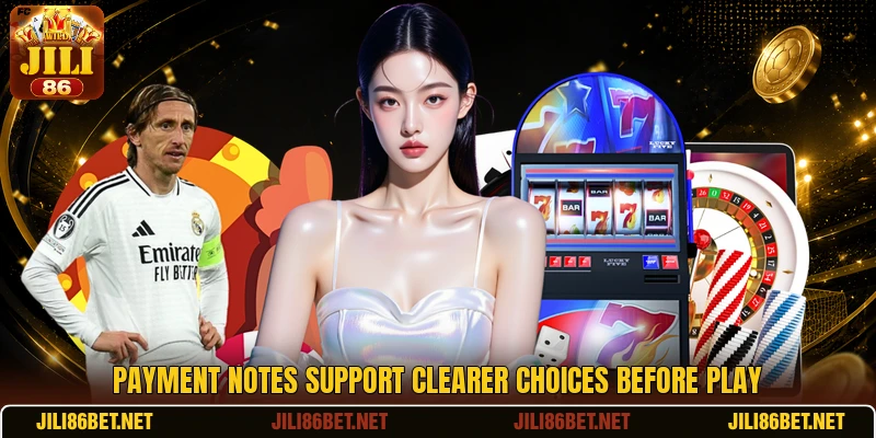 Payment notes support clearer choices before play
