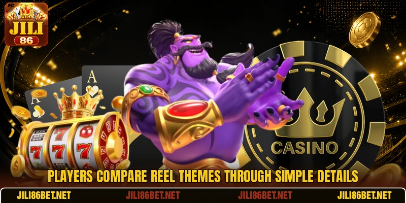Players compare reel themes through simple details