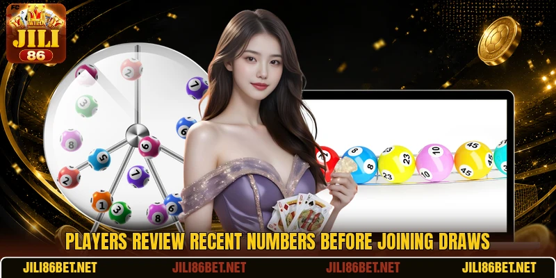 Players review recent numbers before joining draws