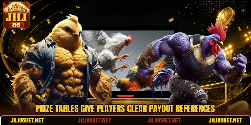 Prize tables give players clear payout references